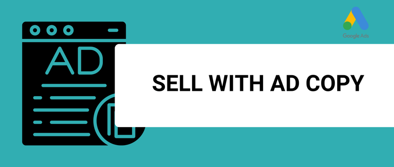 a banner with the title that says sell with ad copy