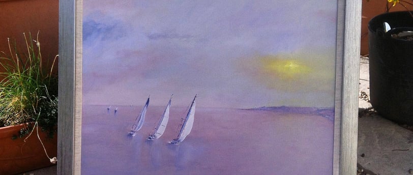 on shore evening, yachts off south Devon