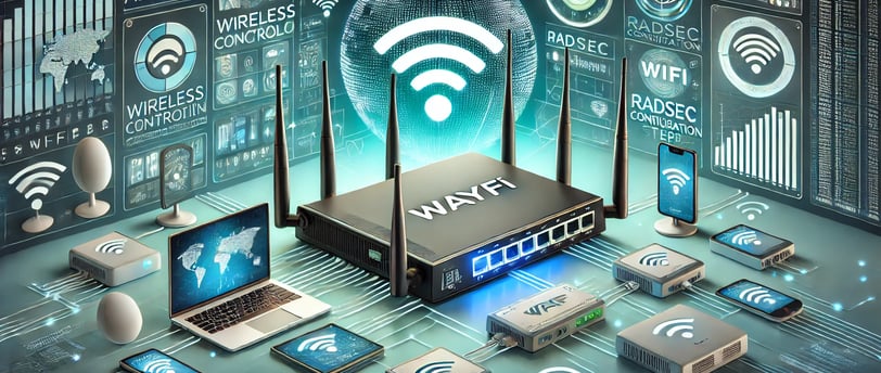 An illustrated network setup with wireless controllers, certificates, and RadSec configuration steps