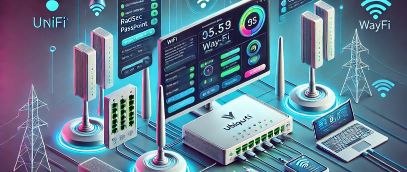 An illustrated step-by-step guide showing the configuration of Ubiquiti UniFi Access Points with Way