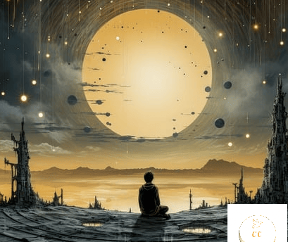 image ia, personne méditant sous la lune