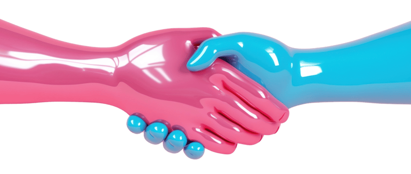 a pair of handshake handshake with a pink and blue handshak