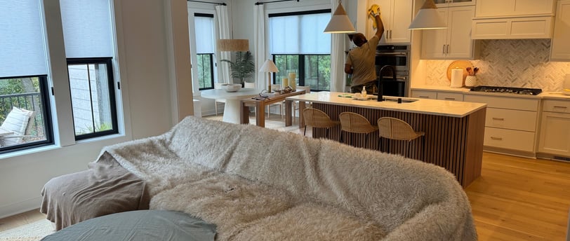 Home owner struggling to keep his house cleaned.