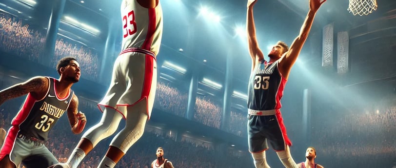 NBA 2k Meta build in action; a sharpshooter hitting a deep three, a defender making clutch steal.