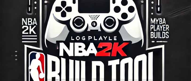 "A bold and modern NBA 2K Build Tool logo featuring a black, white, and red color scheme. The design