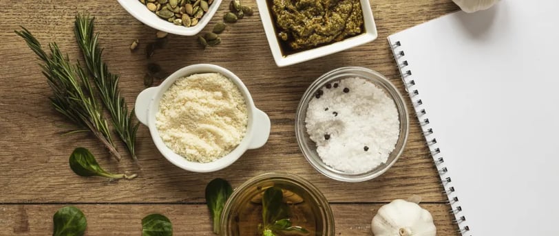 Natural ingredients like herbs and oils for daily skincare and haircare routine