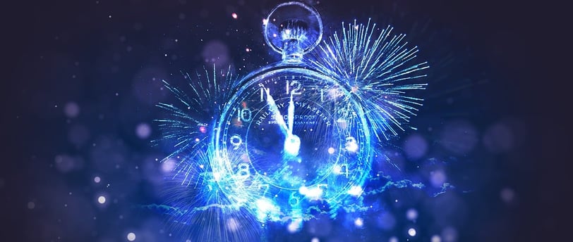 voeux pour la nouvelle année, feux d'artifices, horloge, compte à rebours