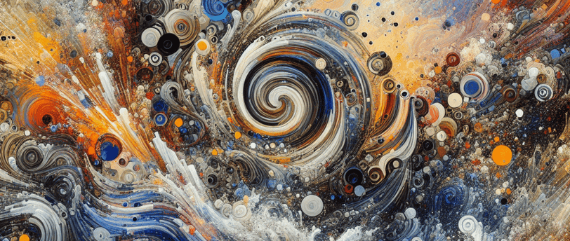 a painting of a swirly design used on SEO blog post about content marketing vs SEO