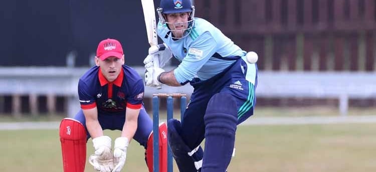Marc Ellison batting against Waringstown, The Lawn, June 2023, Cricket Europe