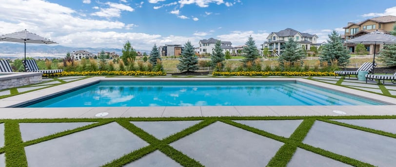 Bright California-style backyard featuring custom-built luxury pool