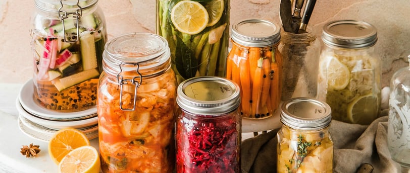 7 jars of mixed fermented food