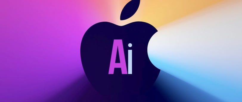 a logo of an apple logo on a colorful background