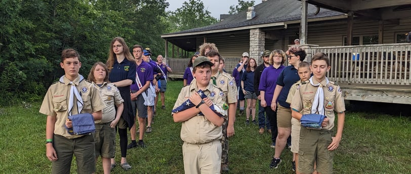 473 leads the flag raising ceremony at Camp McKee 2023. 