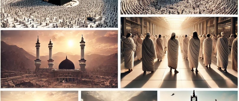 a series of photos of a group of people in Mecca