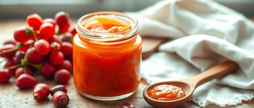 An open jar of homemade goji berry face cream, surrounded by fresh goji berries, 