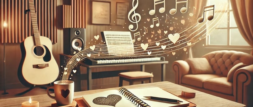 Ilustración 16:9 de un espacio acogedor para la creación de canciones personalizadas