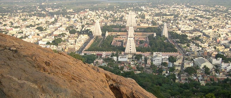 Aerial view of Arunachaleswarar Temple in Thiruvannamalai