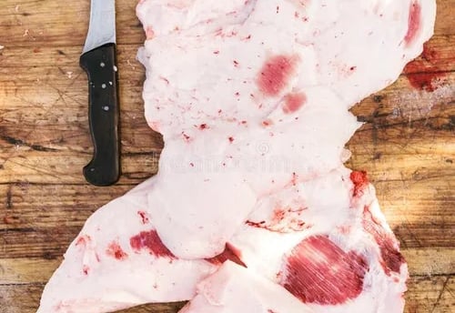 fat on cutting board