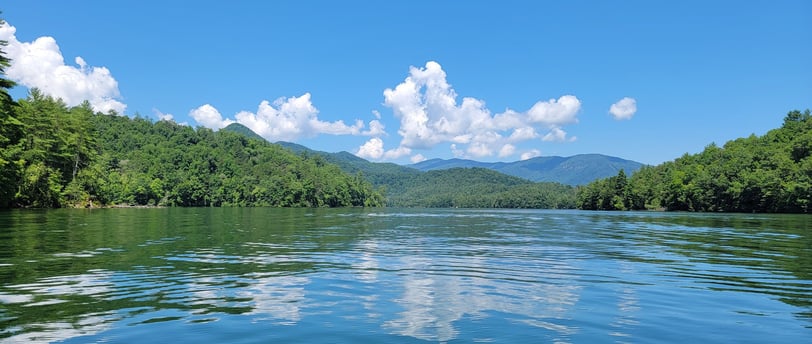 a kayak is seen from the water