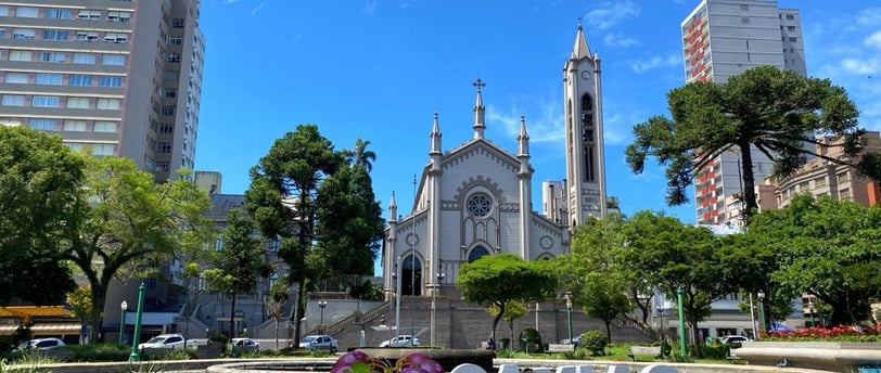 a church with a large sign that says soar