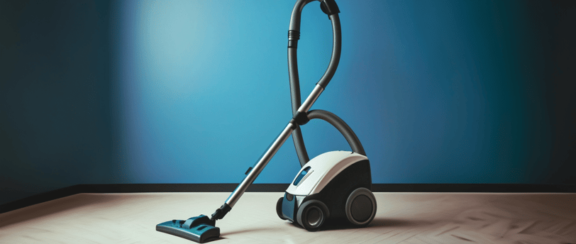 a vacuum cleaner is cleaning a hardwood floor