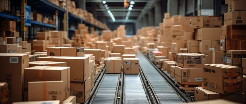 a train track with boxes of boxes on it