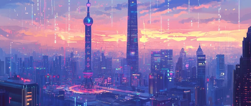 a cityscape of a city with a lot of lights and buildings