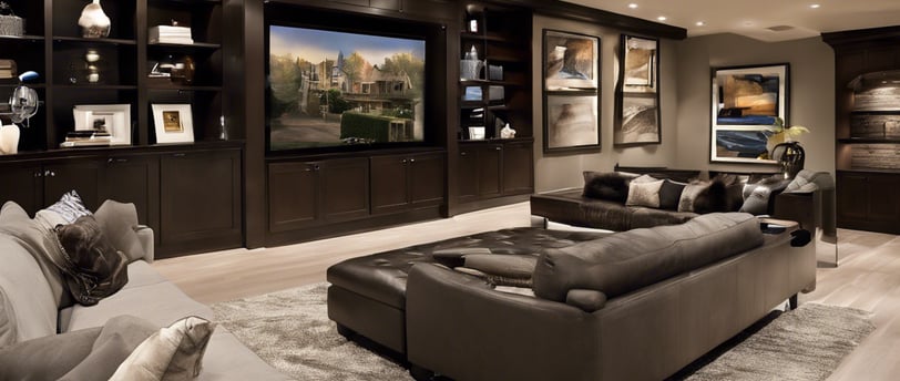a modern basement entertainment room