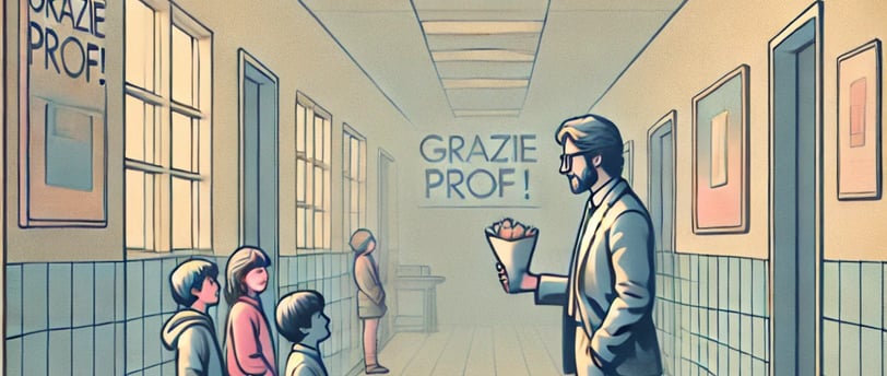 studenti ringraziano un professore