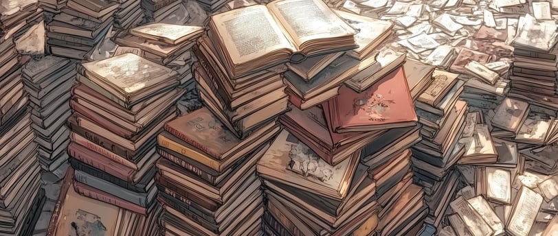 a pile of new and old tech books 