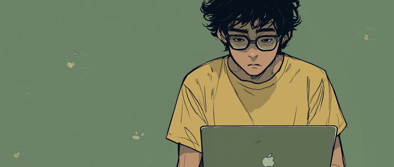 a man sitting at a desk with a laptop