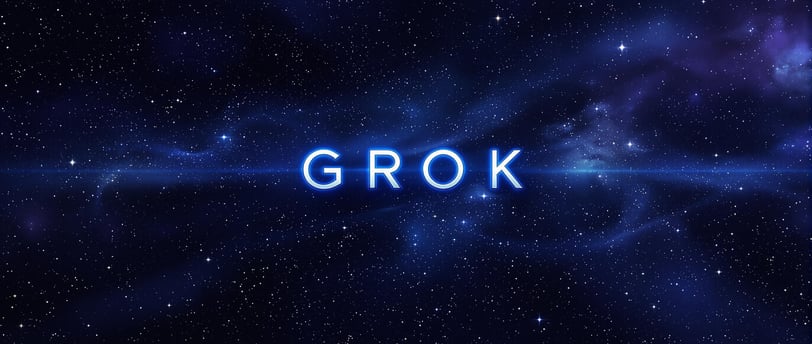 Schrift von "GROK" im Universum