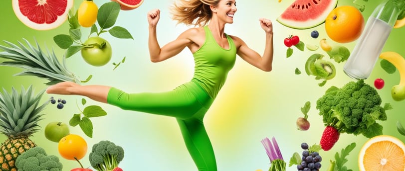 a woman in green outfit jumping in the air