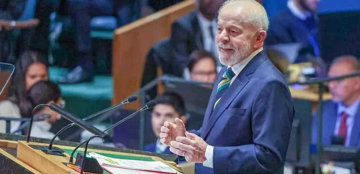 Lula durante seu discurso na abertura da Assembleia Geral da Onu