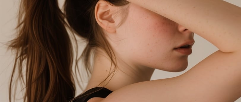 a woman with a ponytail in her hair