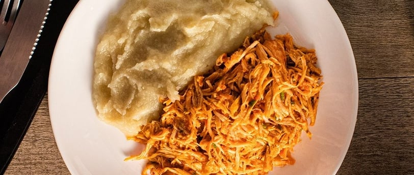 Receita Fitness de Purê de Batata-Doce com Frango Desfiado