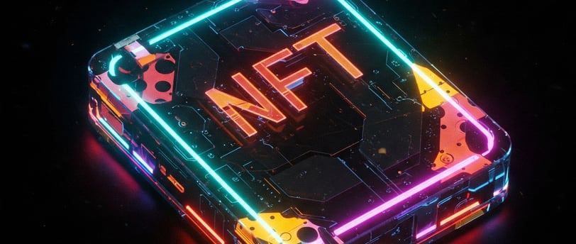 A vibrant, high-resolution image of a unique NFT artwork featuring a stylized, colorful design