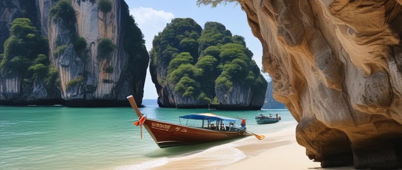 Thailand beach with limestone cliffs