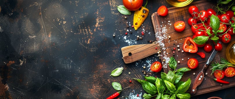 a variety of vegetables and spices on a table