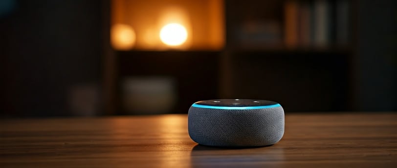 Echo Dot in cozy living room
