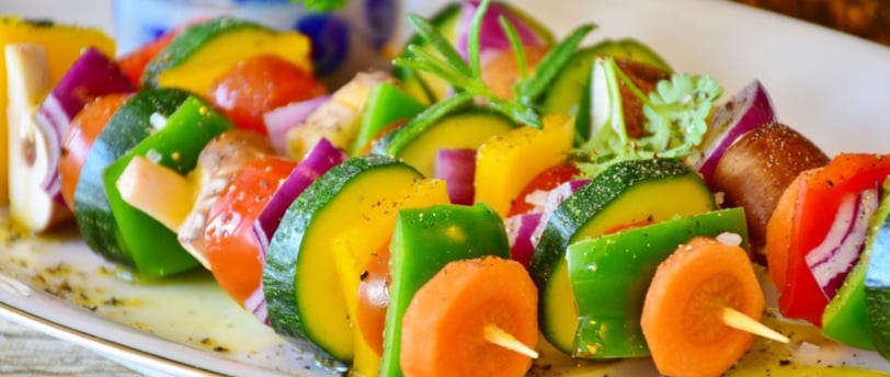 a plate of vegetables and meat on a plate
