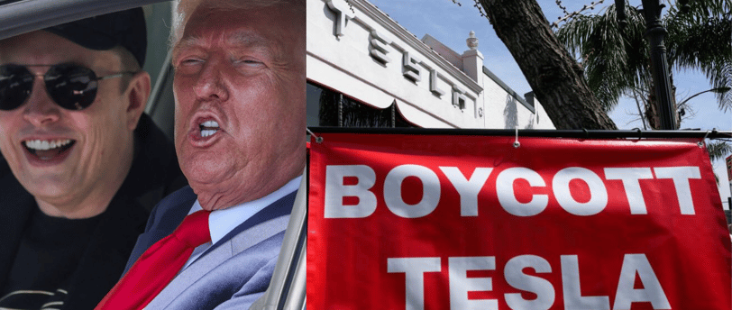 Donald Trump gets on a Tesla to shore up Elon Musk's EV amidst widespread protests