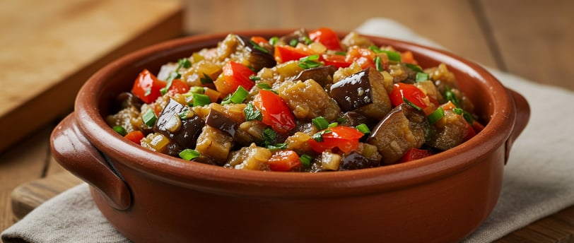 Antepasto de berinjela e pimentões