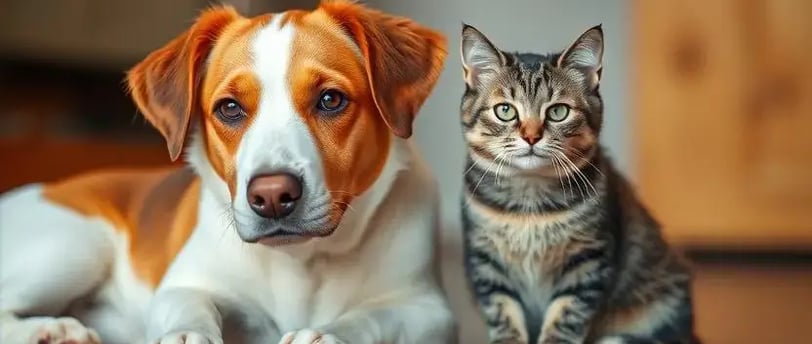 a dog and a cat waiting