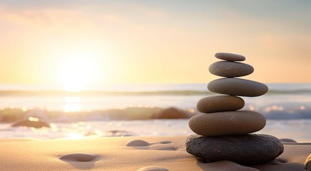 a stack of rocks on the beach