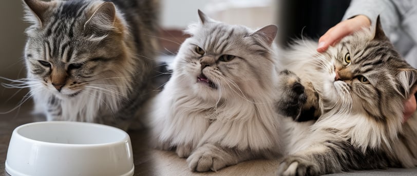 a cat is sitting on the floor next to a cat. meowing