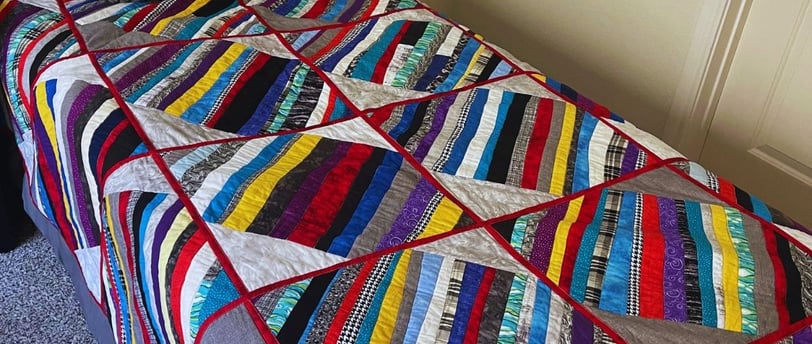 striped grey quilt twin sized