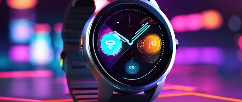 a smart watch with a colorful display of colorful lights