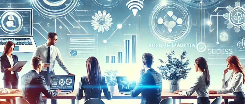 A professional and modern digital illustration showcasing a startup business concept.