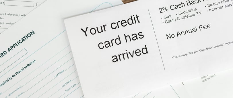 A credit card application on top of a tanle
